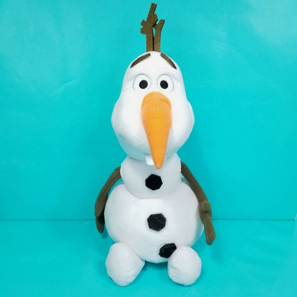 Disney Olaf Plush Frozen Snowman Stuffed Animal 15" White Black Buttons Soft